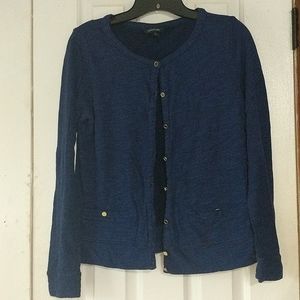 Navy cardigan with gold buttons